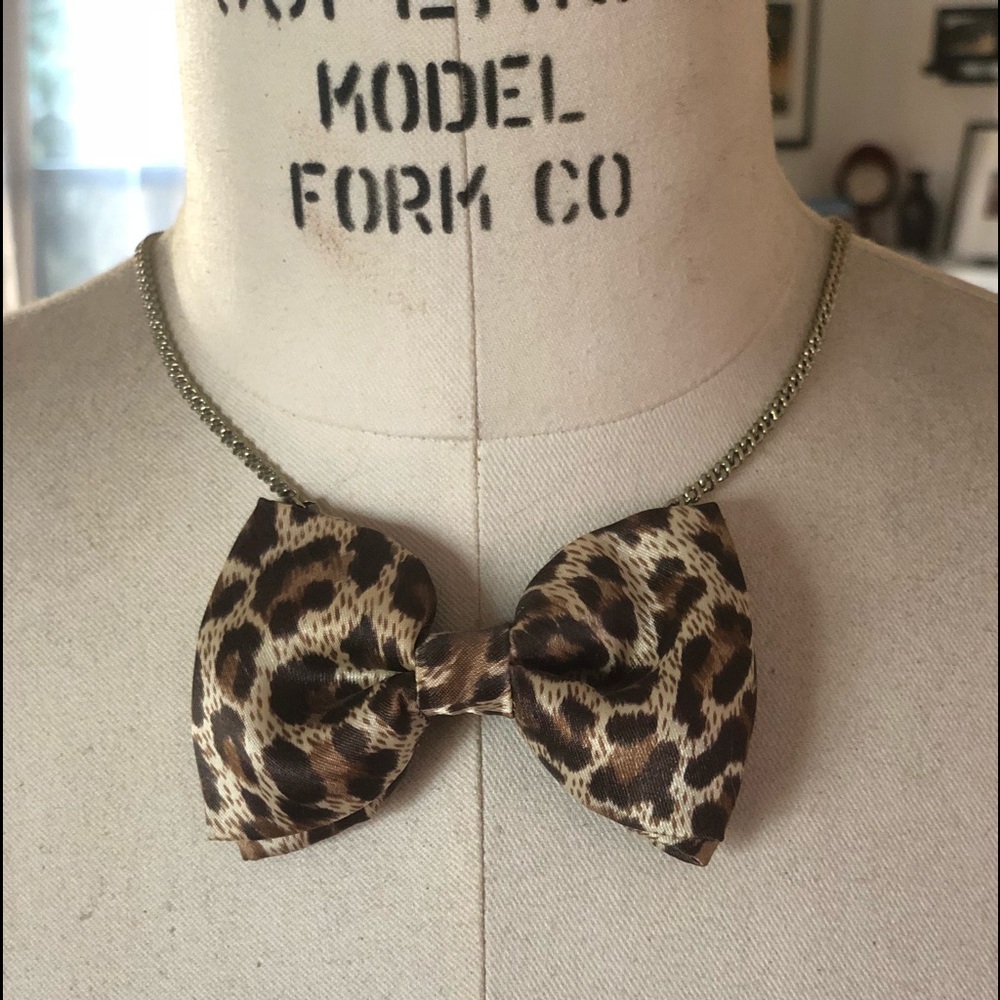 Aldo Leopard Bow Tie Necklace